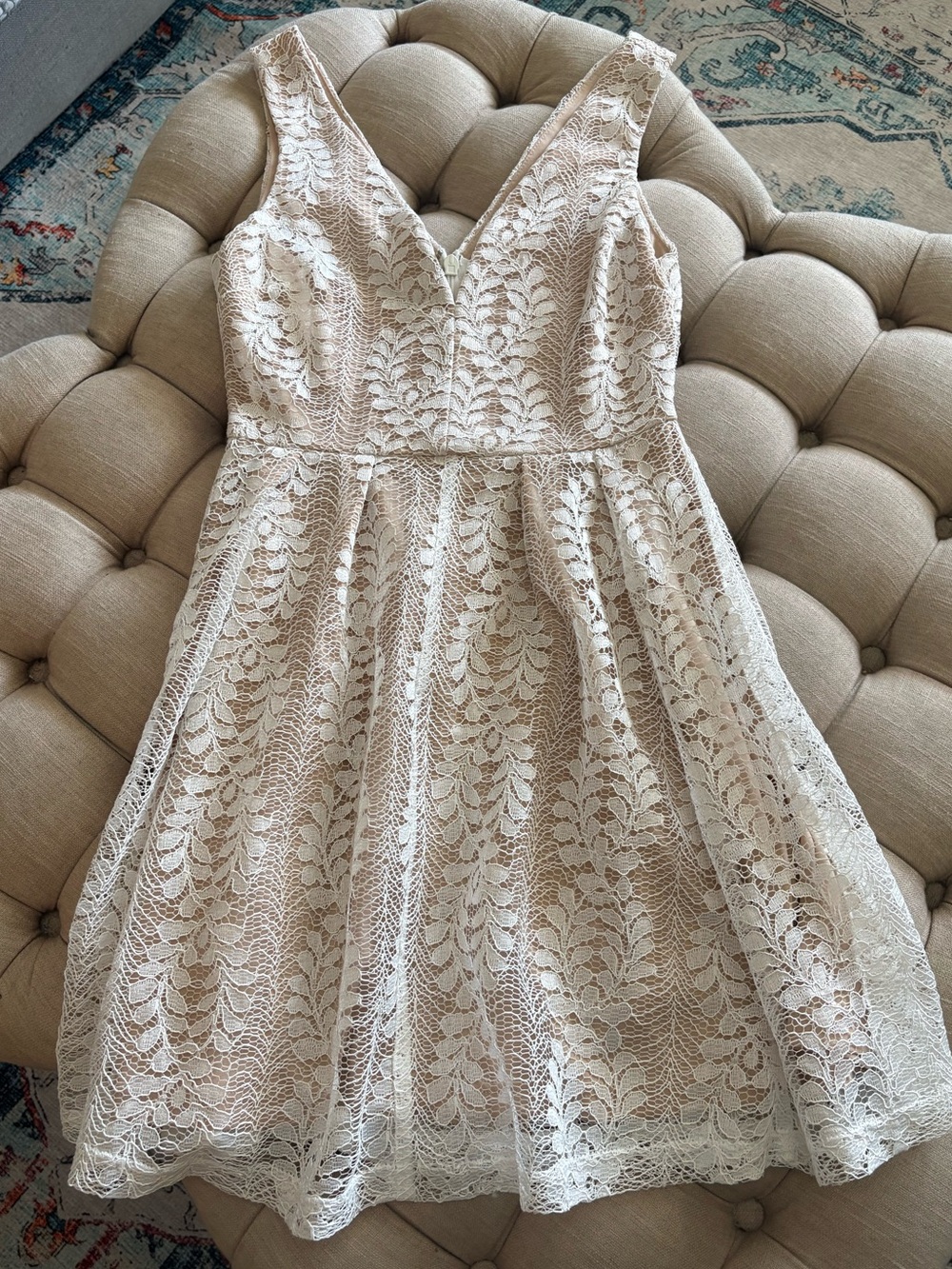 Lulu’s All of My Heart" skater dress White Lace Size Small